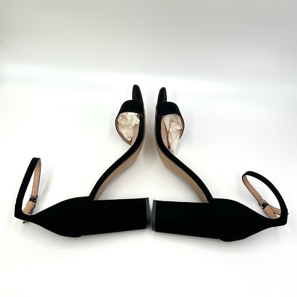 Madden Girl 7.5 Black Ankle Strap Vegan Suede Chunky Block Beella Heels Sandals - Picture 8 of 12